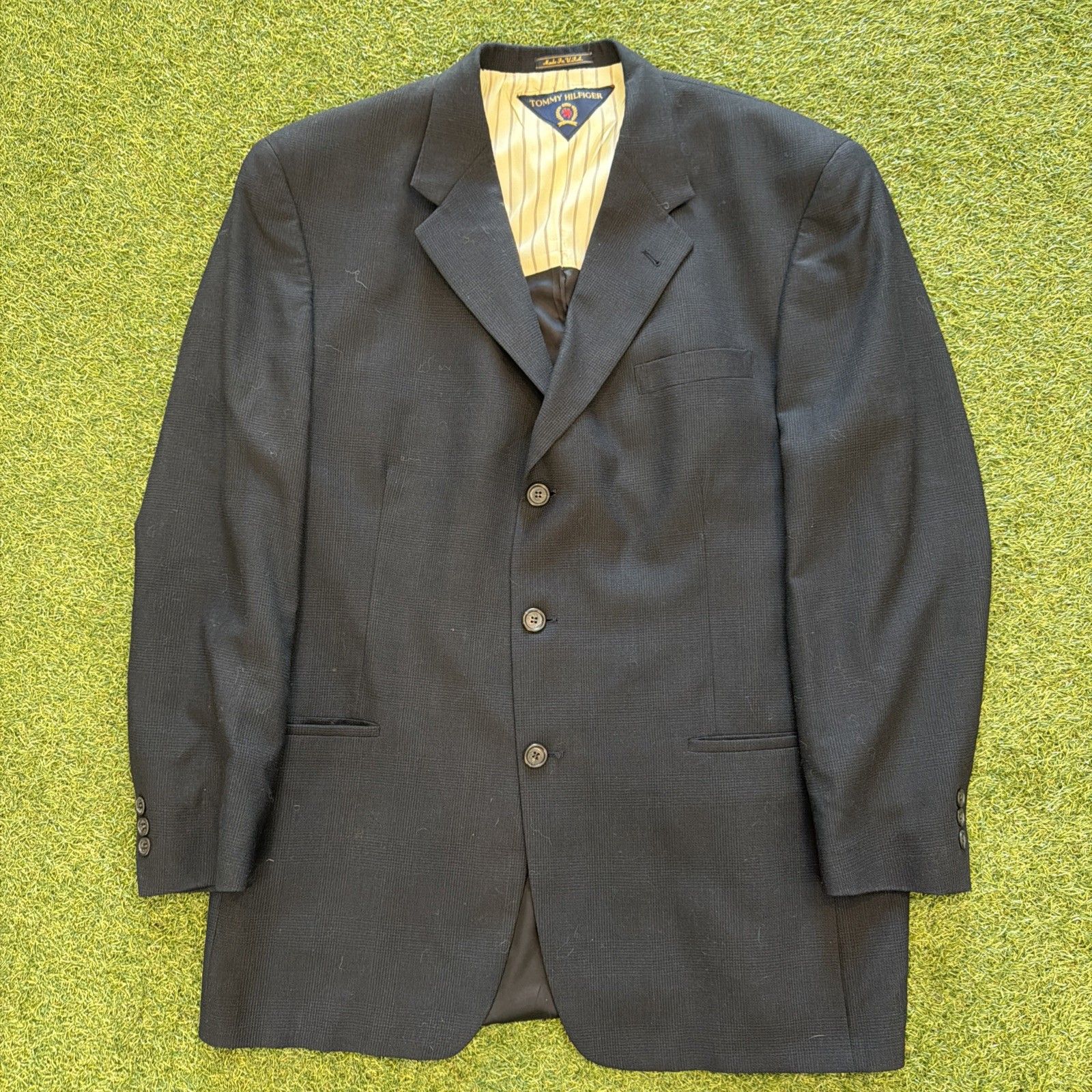 Vtg Tommy Hilfiger Men’s 100% Wool Blazer Navy Size 44 L Classic Fit